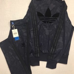 Adidas navy blue camo track suit